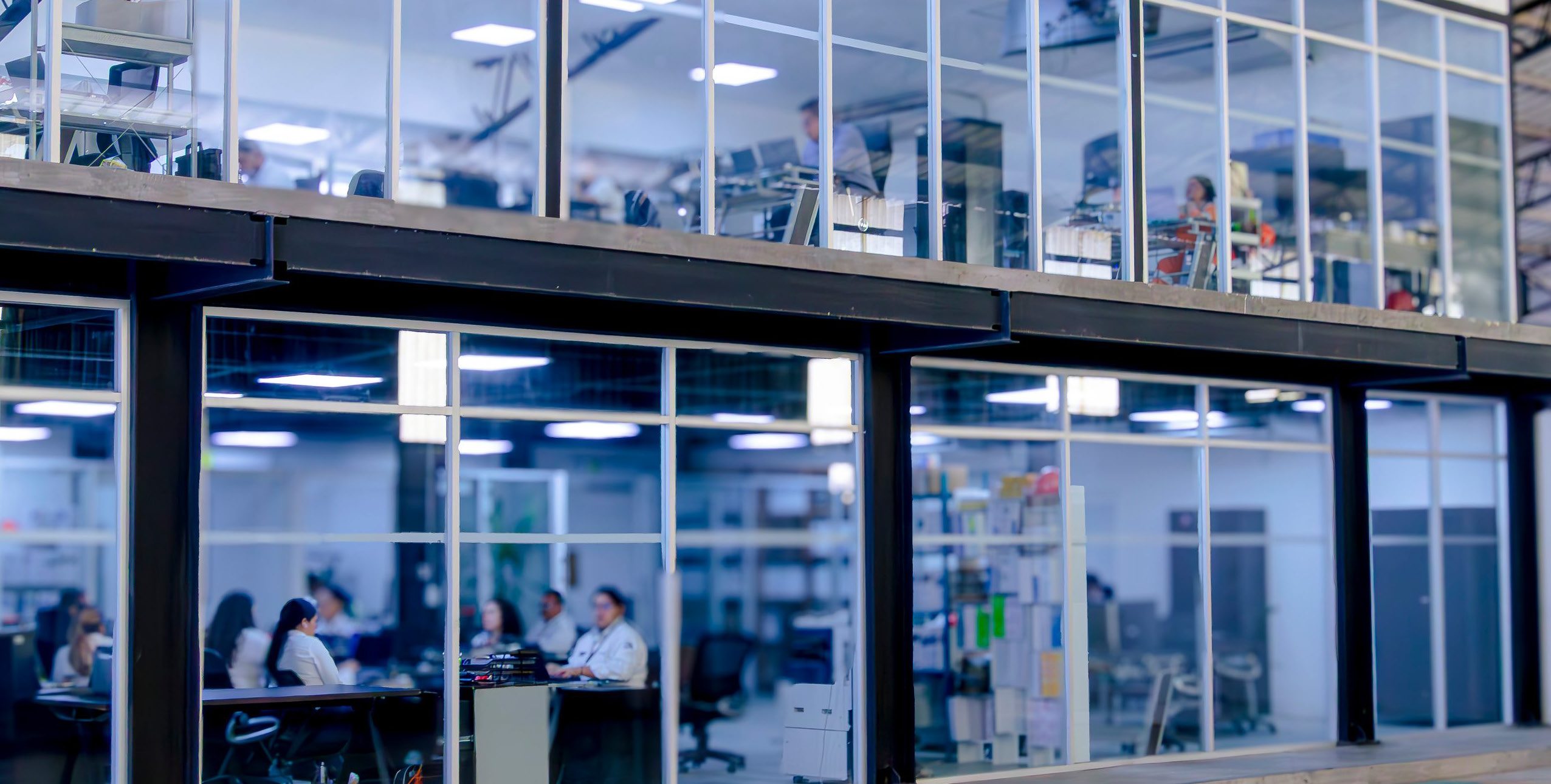 Grupo IPS offices and workshop seen through the glass walls of the facility