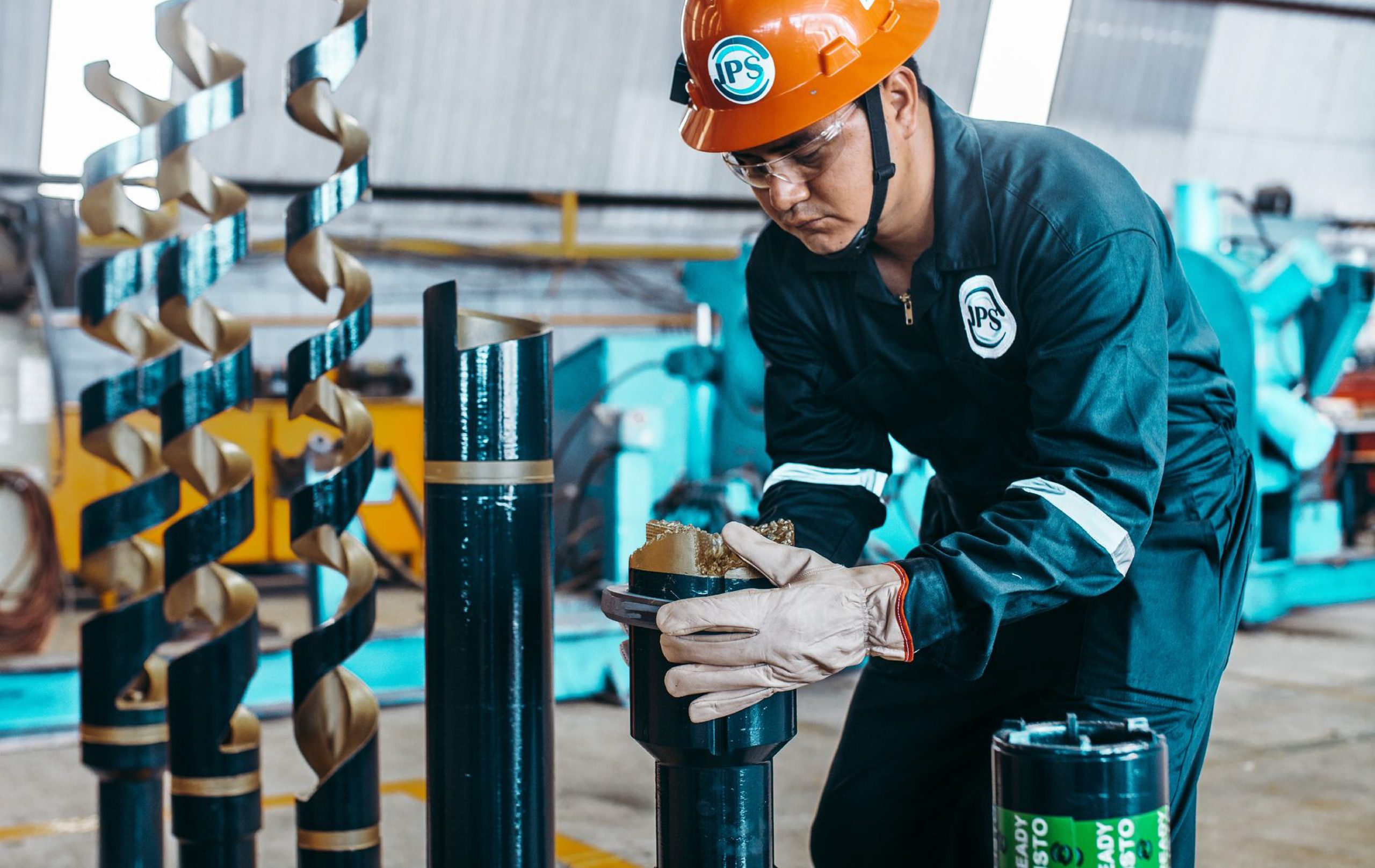 Technician handling a recovered core sample