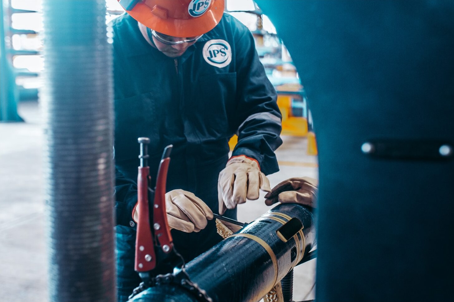 Technician assembling a core barrel