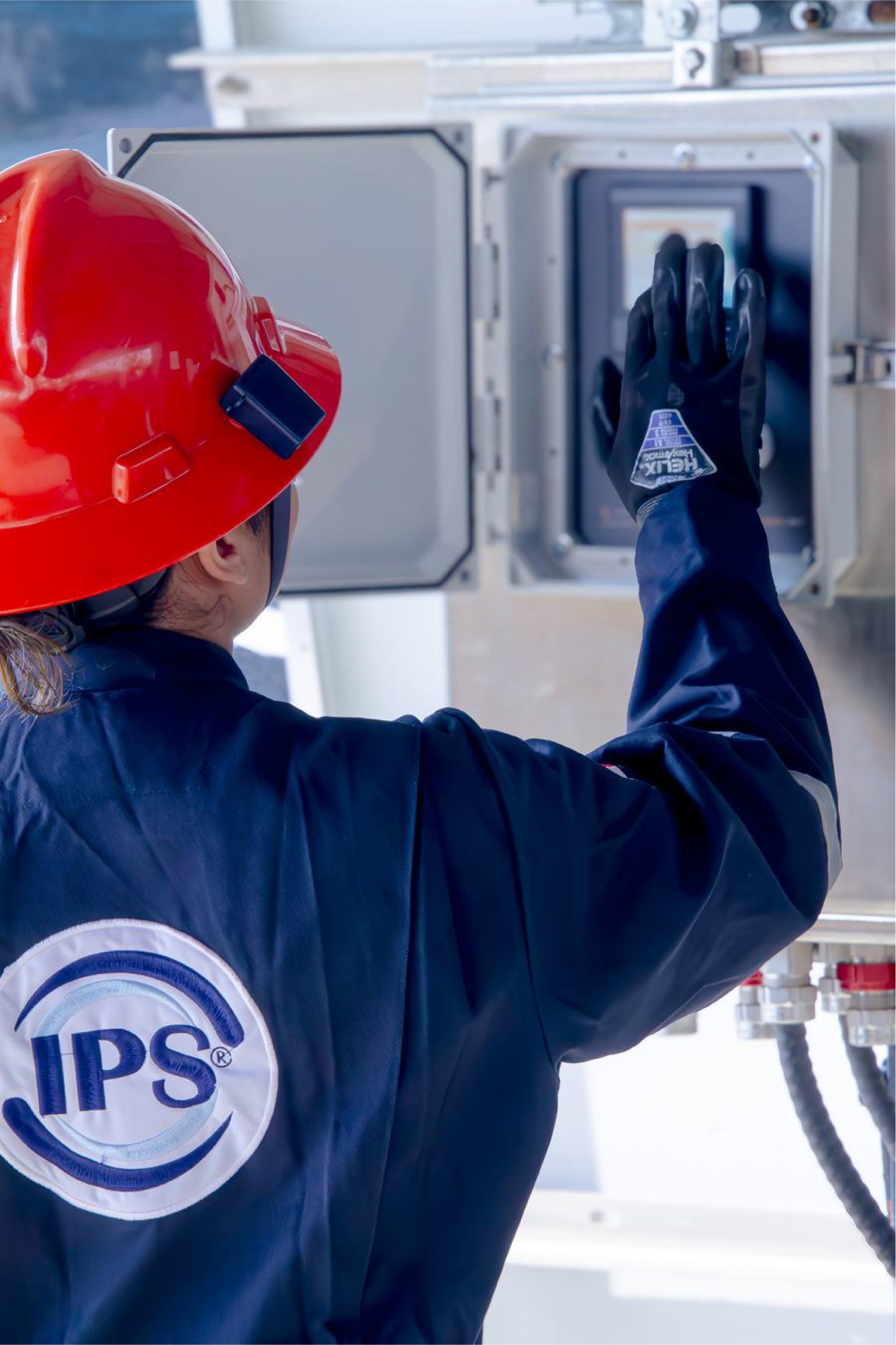 Technician verifying a surface panel connection